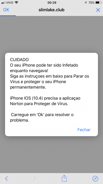 vírus no iPhone