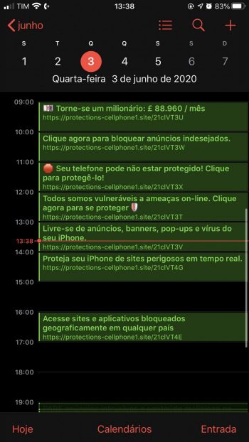 Vírus no Calendário do iPhone