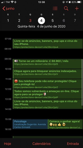Vírus no Calendário do iPhone