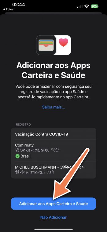 Adicionando ao Saúde e Carteira do iOS